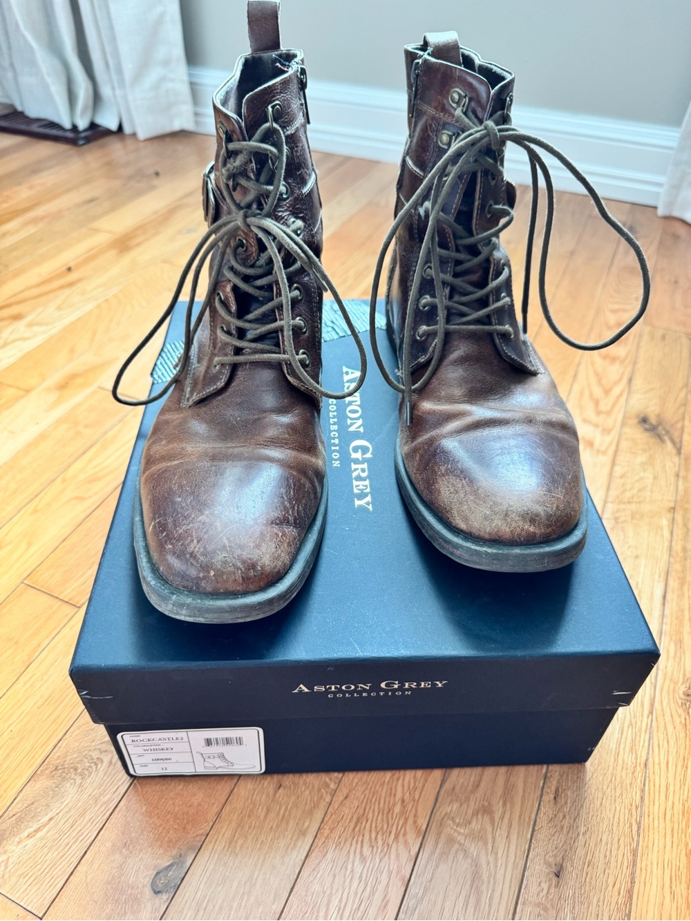 Aston Grey Rockcastle2 Whiskey Men's Leather Boots - Size 12